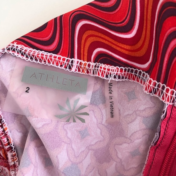 Athleta groovy 70s inspired mod empire waist print halter dress sz 2 / XS - Picture 7 of 13